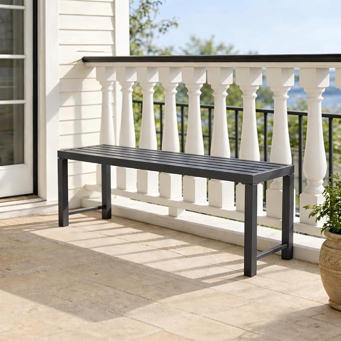 Outdoor Metal Backless Bench Weatherproof Patio Bench by Unknown