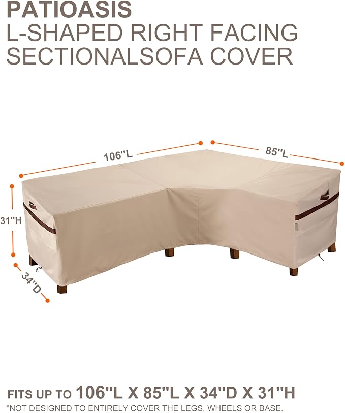 Patio Right-Facing Sectional Lounge Set Cover 106''L x 85''L x 34''D x - Image 2