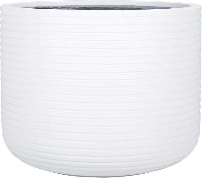 SAFAVIEH Outdoor Collection Nardo White Cement Ficonstone Planter Pot by SAFAVIEH