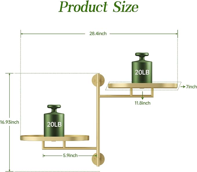 Window Rotating Plant Stand Shelf Indoor Gold Metal Floating Shelves 2-Tier - Image 5