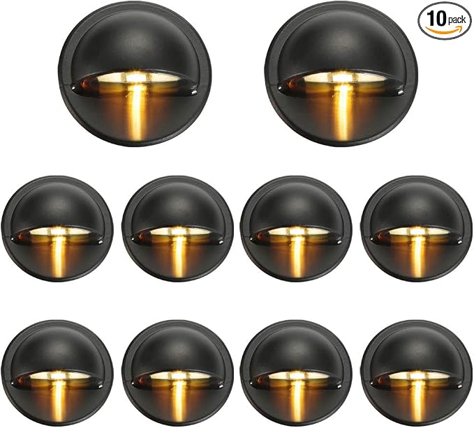FVTLED Pack of 10 Warm White Low Voltage LED Deck Lights kit Φ1.38 Outdoor by FVTLED