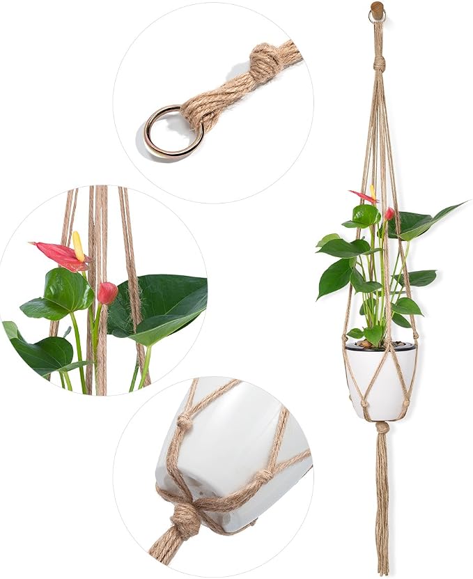 Petutu Plant Hangers Indoor Macrame Hanging Planter Holder 6 Pack, 3 Sizes - Image 3
