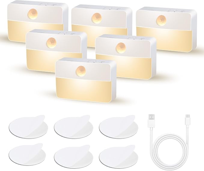 Motion Sensor Night Light for Indoor: 6 Pack Rechargeable Stair Lights LED 35 - Image 2