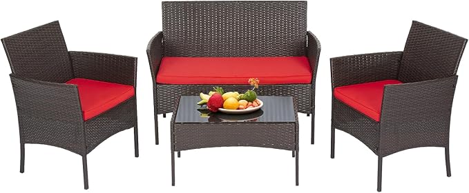FDW Patio Furniture Set PE Rattan Patio Set Wicker Outdoor Furniture Bistro Set by FDW