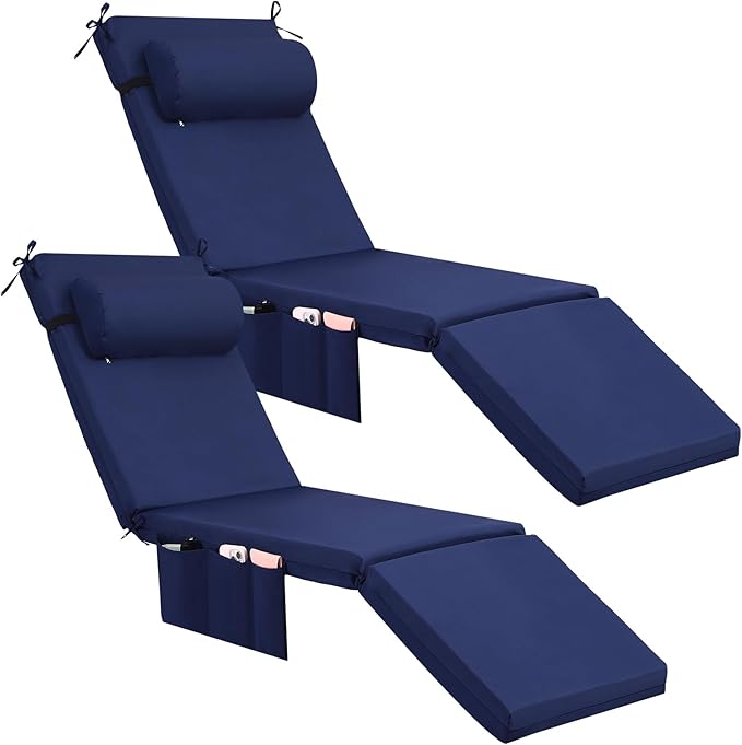 RattanView 2 Pcs Outdoor Chaise Lounge Cushion by RattanView