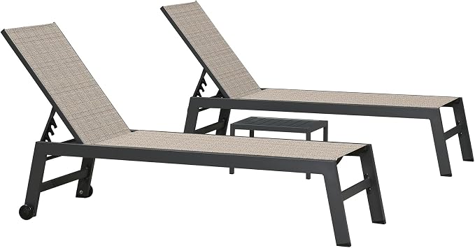 PURPLE LEAF Patio Chaise Lounge Set 2 Pieces Textilene Pool Lounge Chairs - Image 7