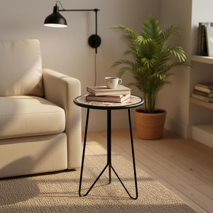 LIFFY Outdoor Metal Side Table, Indoor Round Home Decorative End Table - Image 8