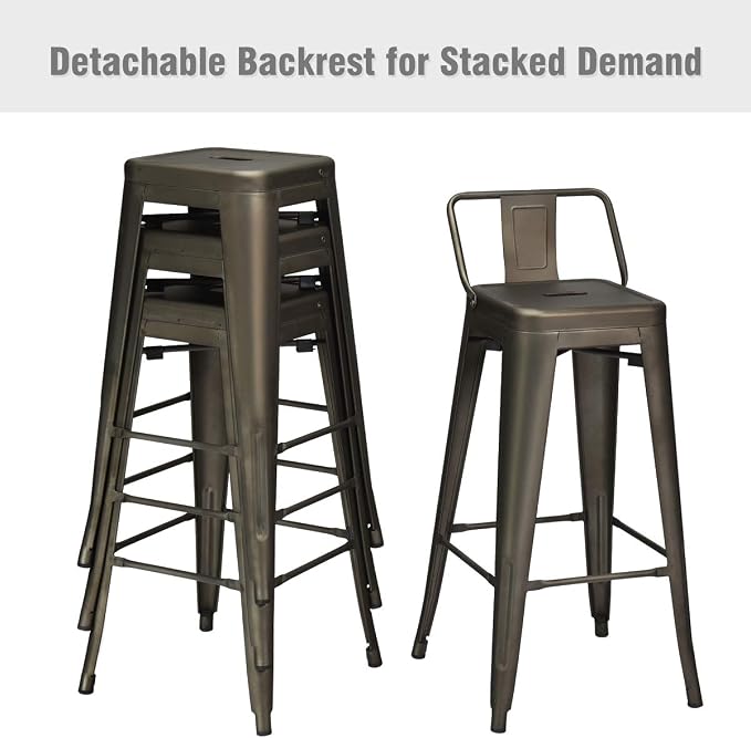 COSTWAY Metal Bar stools Set of 4, - Image 9