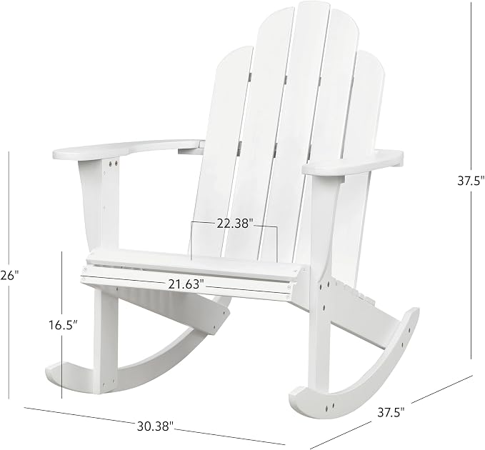 Jayde White Solid Wood Outdoor Adirondack Rocking Chair Set of 2 by Linon - Image 3