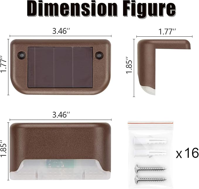 GIGALUMI 12 Pcs Solar Deck Lights, Bronze Finished Waterproof Led Solar Lamp - Image 7