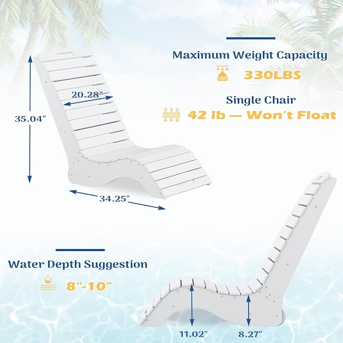 MELLCOM HDPE Pool Lounge Chair, in Pool Lounge Chair up to 10-Inches of Water - Image 3
