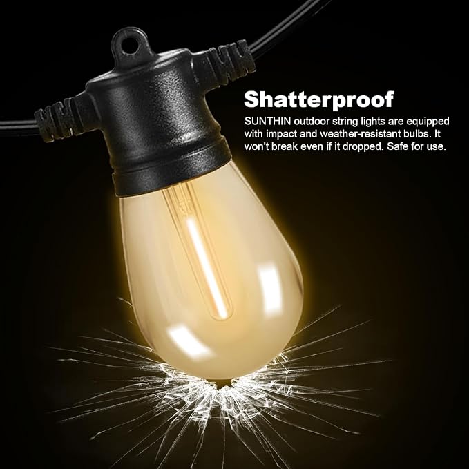 SUNTHIN Outdoor String Lights, 48FT Patio Lights - Image 3