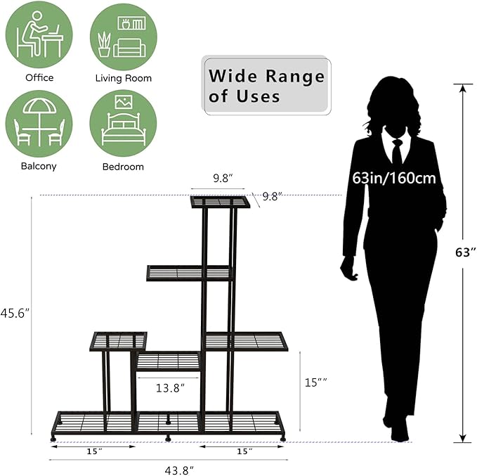 Twhep Heavy Duty Metal Plant Stand, 5 Tiers Multifunctional Plant Stand - Image 5