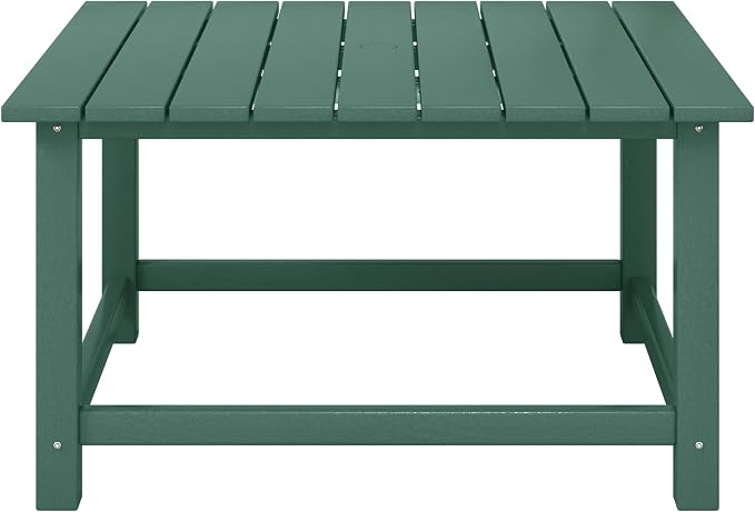 WestinTrends Malibu Low Outdoor HDPE Square Patio Coffee Table, Dark Green - Image 3