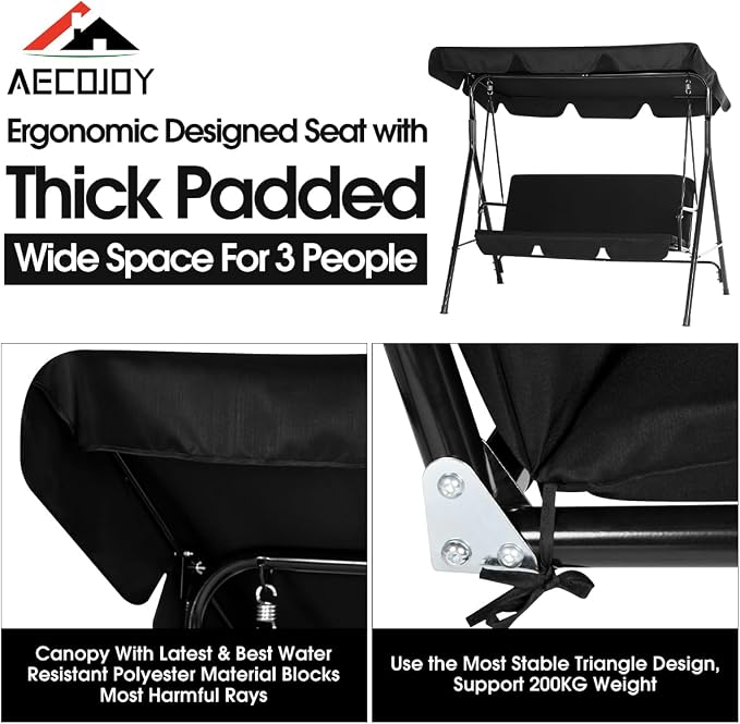 AECOJOY Porch Swing with Stand, Outdoor Swings - Image 4