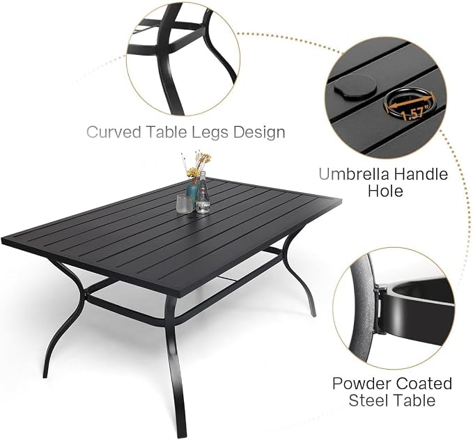 7-Piece Outdoor Dining Set, 6 Stackable Patio Portable Chairs & 60'' - Image 7