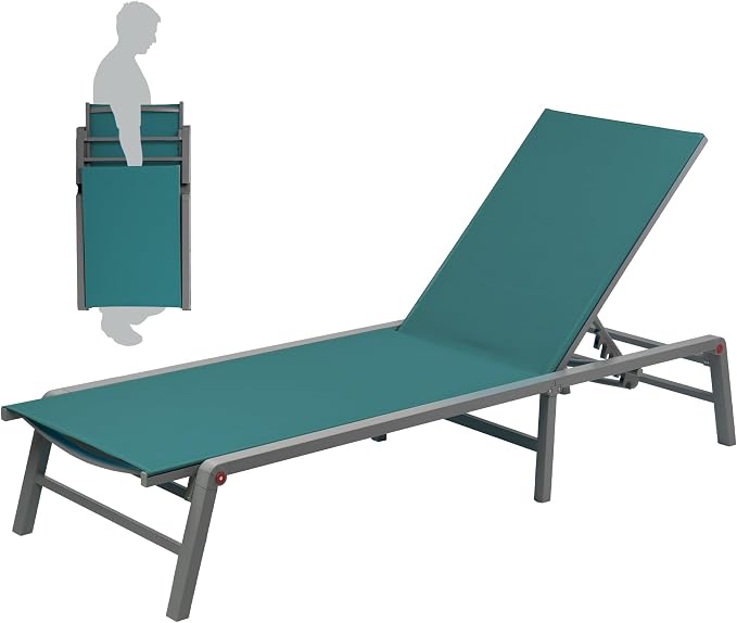 Kozyard Outdoor Foldable Lounge Chair, Aluminum Frame Patio Lounger - Image 3