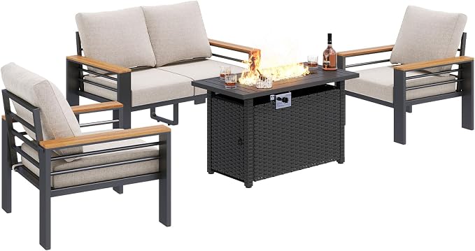 Aoxun Aluminum Outdoor Patio Furniture Set, 5-Piece Outdoor Sectional - Image 8