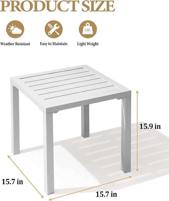Crestlive Products Aluminum Outdoor Side Table Set of 2, Pool Lounge Chair Side - Image 3