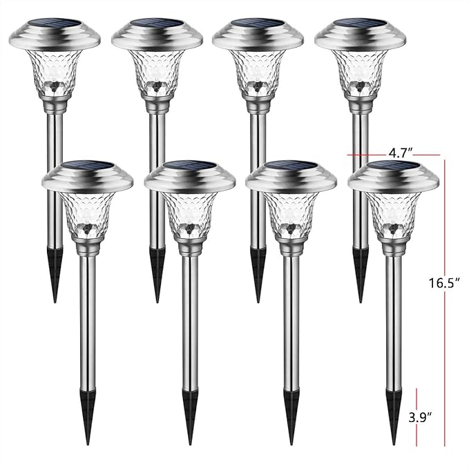 GIGALUMI 8 Pack Solar Pathway Lights, Solar Garden Lights Outdoor Warm White - Image 6