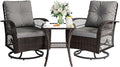 3 Pieces Patio Furniture Set, Outdoor Swivel Glider Rocker, Wicker Patio Bistro by VonzoyHome