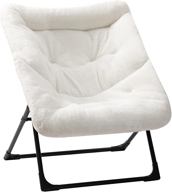 HollyHOME X-Large Saucer Chair, Comfy Oversized Folding Chair, Faux-Fur Reading by HollyHOME