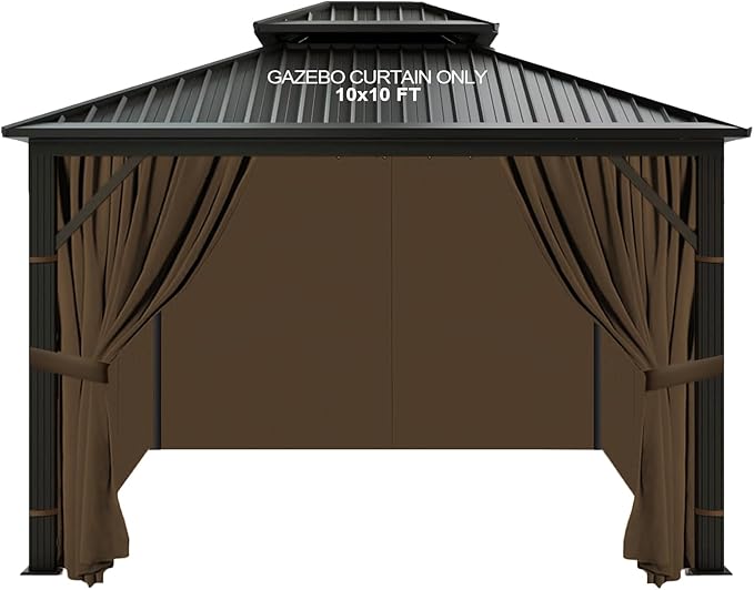 slashome 10'x10' Gazebo Curtains Outdoor Waterproof, Sidewalls by SLASHOME