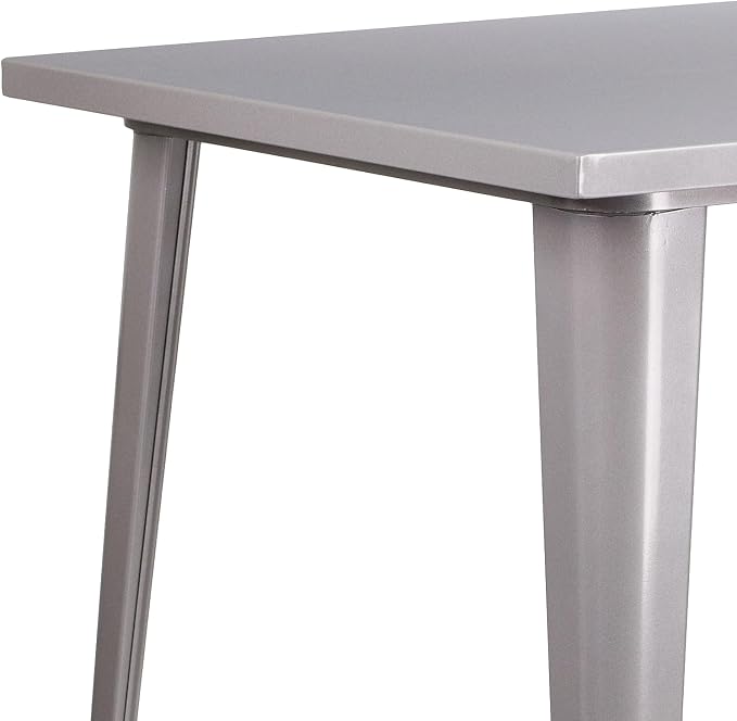 Flash Furniture Nolan Commercial Grade 31.5" Square Silver Metal Indoor-Outdoor - Image 5