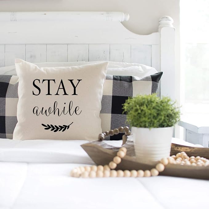 PANDICORN Welcome to Our Porch Stay Awhile Pillow Covers 18x18 Set of 2 - Image 5