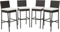 Tangkula Set of 4 Patio Wicker Barstools, Outdoor Bar Height Chair w/Soft Seat by TANGKULA