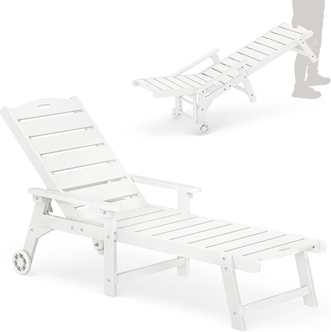 LUE BONA Outdoor Chaise Lounge, HDPS Chaise Lounger, 5 Positions Adjustable by LUEBONA