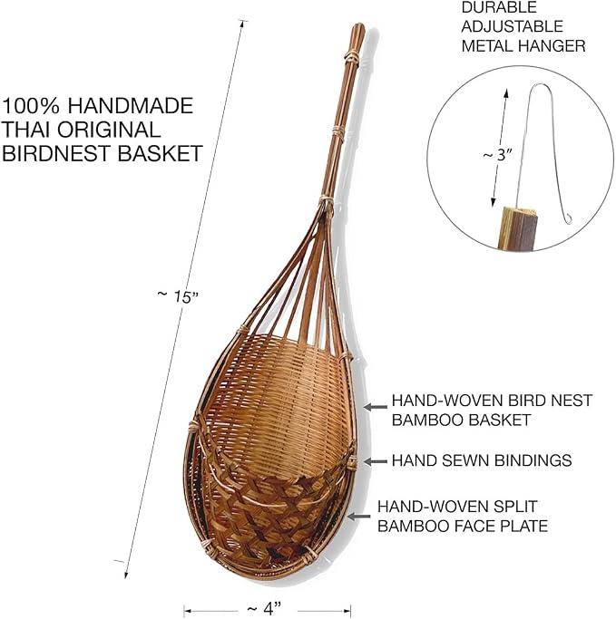 Handmade 100% Thai Bamboo Hanging Orchid Basket – 4 Inch Set of 6 - Image 4