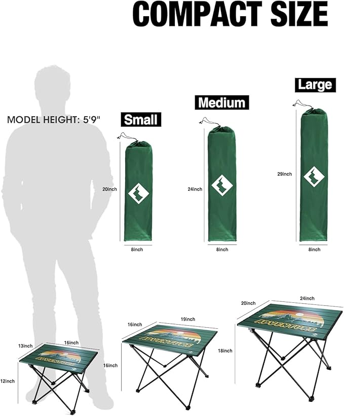 VILLEY Portable Camping Side Table, Ultralight Aluminum Folding Beach Table - Image 3