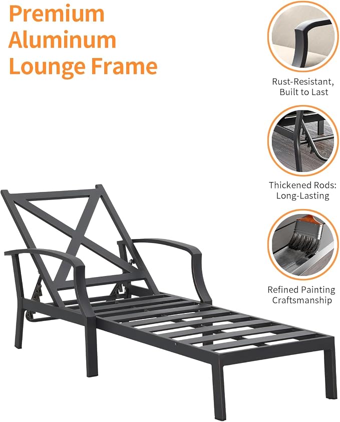 Pool Lounge Chair, Never-Rust Aluminum Outdoor Chaise Lounge - Image 6