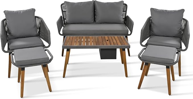 6-Piece Rope Patio Furniture Set, Outdoor Furniture - Image 4