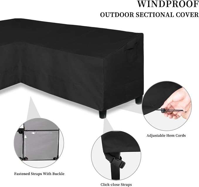 Easy-Going 600D Patio V-Shaped Sectional Sofa Cover, Heavy Duty Outdoor - Image 3