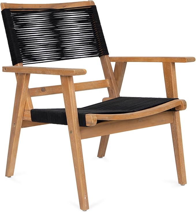 Outdoor Patio Chairs Set of 2 Black Rope Furniture Chairs 2-Person Outdoor - Image 5