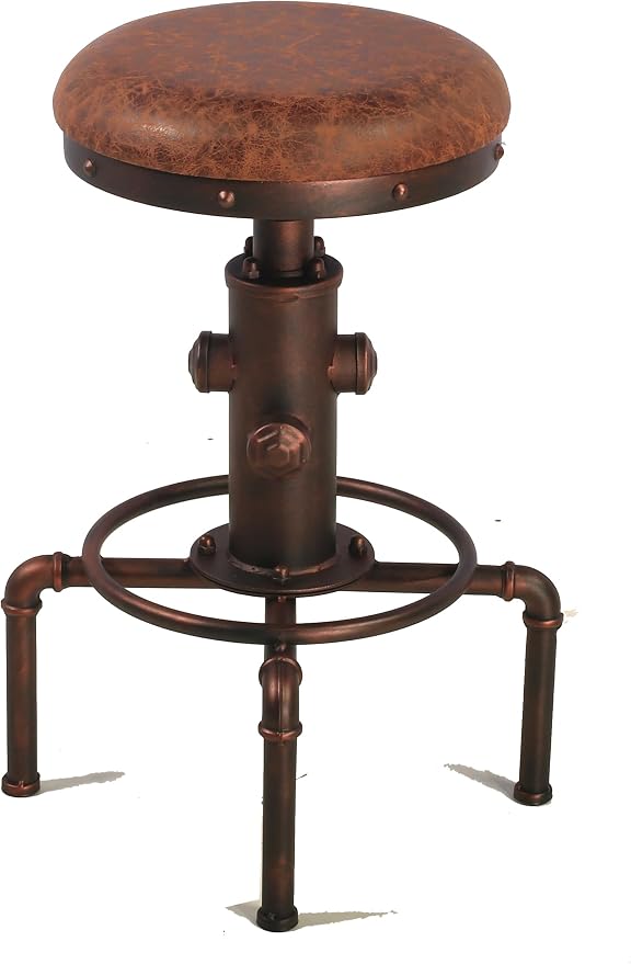 Topower Antique Vintage Industrial Barstool PU Leather Water Pipe Fire Hydrant - Image 4