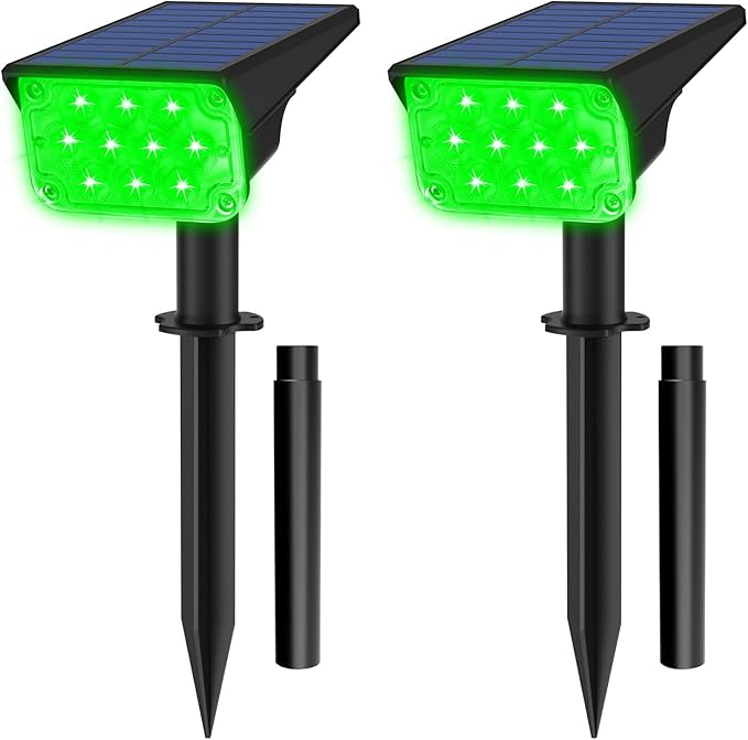 T-SUNUS Green Solar Spot Lights Outdoor Landscape Spotlights 2 Pack Dusk to by T-SUNUSLighting