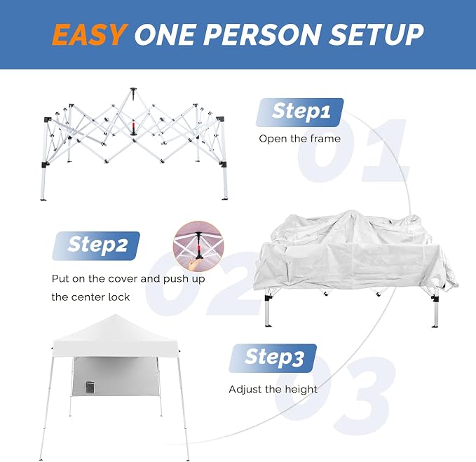 VINGLI 6x6 ft Pop Up Canopy Tent, Outdoor Small Canopy Tent - Image 4