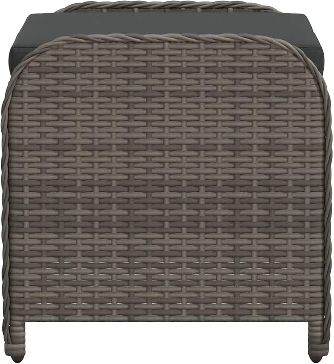 vidaXL Gray Poly Rattan Patio Stool - Image 7