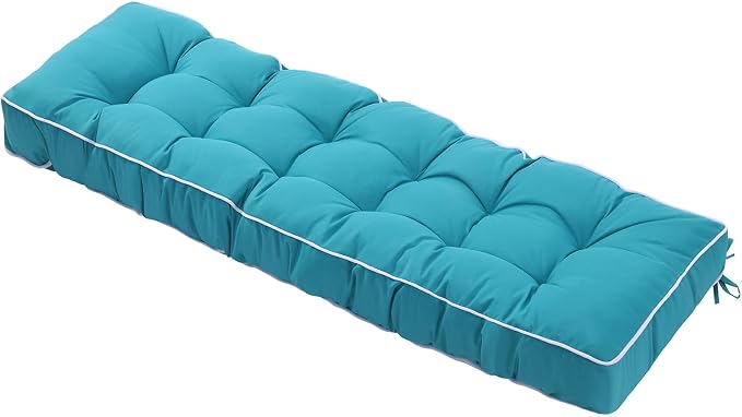 3 Seat 57 Inches Outdoor Porch Swing Cushions, Water-Resistant Tufted Patio by Maphissus