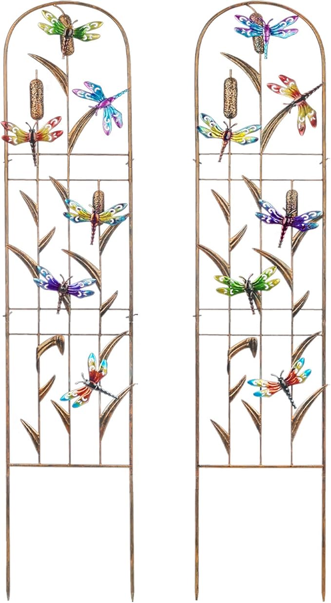 SUNNYPARK Set of 2 Dragonfly Metal Garden Trellis by SUNNYPARK
