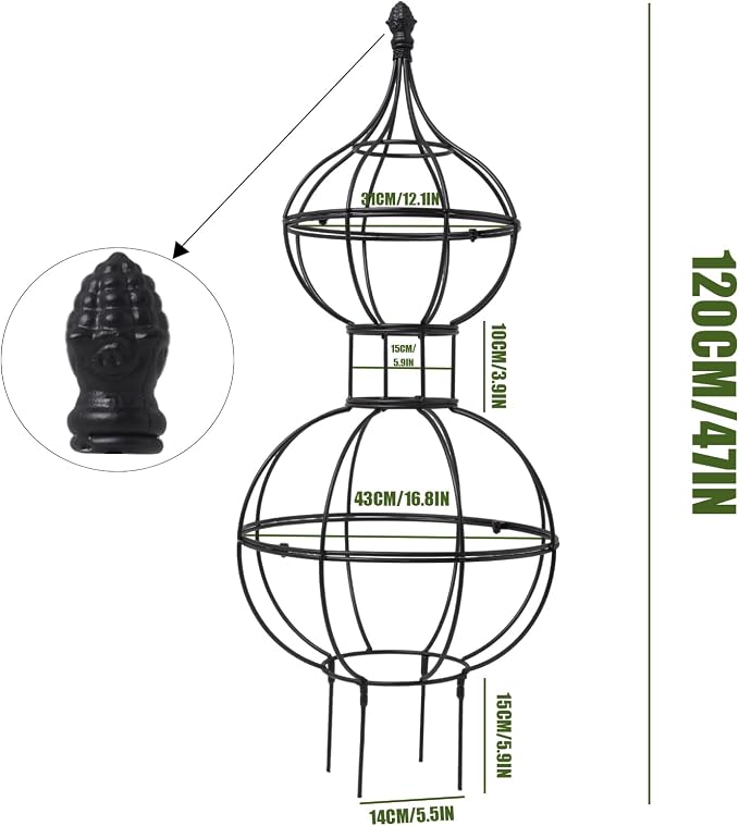 47"x17" Metal Obelisk Trellis for Climbing Plants | Unique Outdoor Support for - Image 2