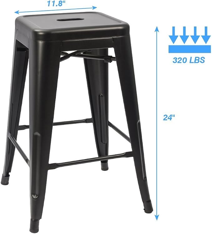 Devoko Metal Bar Stools 24" Indoor Outdoor Stackable Barstools Modern Style - Image 7