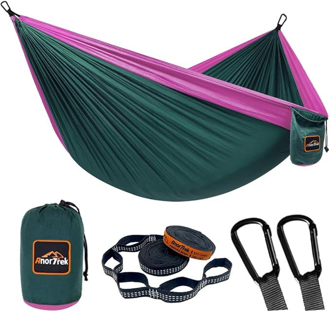 Camping Hammock, Super Lightweight Portable Parachute Hammock by AnorTrek