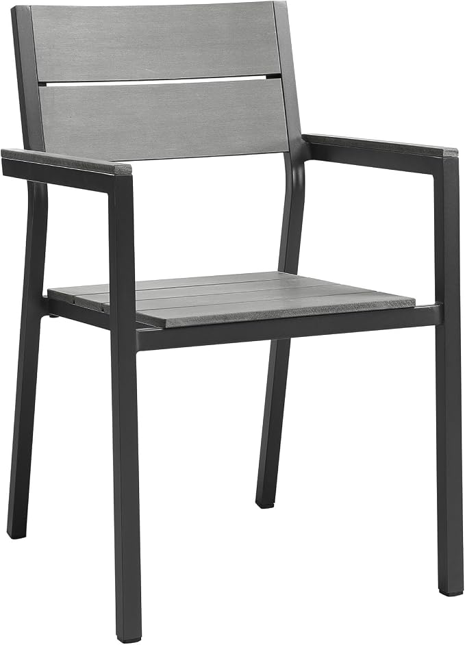 Modway Maine Aluminum Outdoor Patio Two Arm Chairs in Brown Gray - Image 4