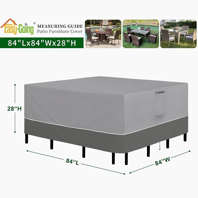 Easy-Going Patio Furniture Cover 84"x84" Square Outdoor Table and Chair Set - Image 2