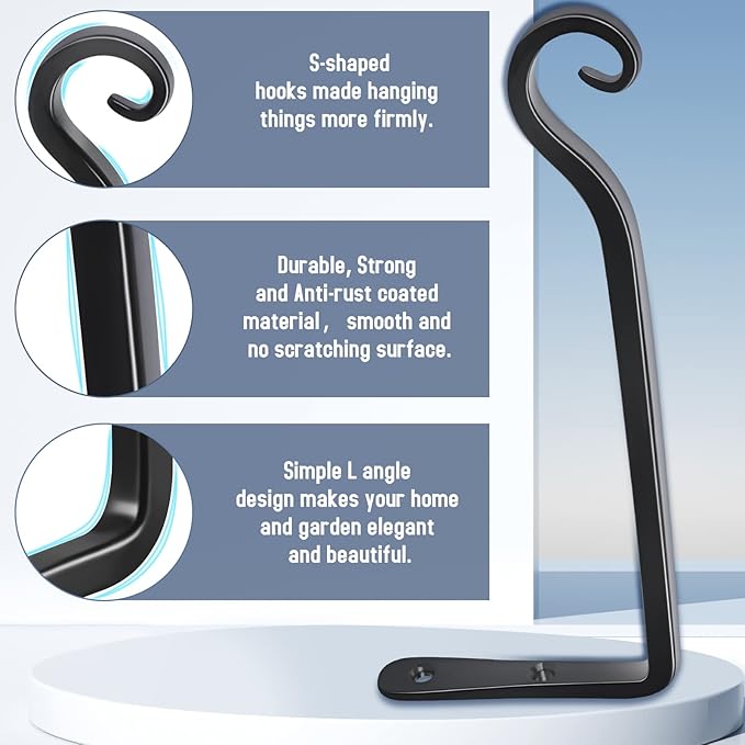 FEED GARDEN Wall Hook Hanging Plant Bracket 10 Inch 2 Pack, Hand-Forged Plant - Image 3