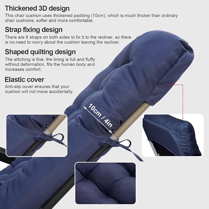ERWUDEling Zero Gravity Lounge Chair Cushion 67 Inch - Image 2